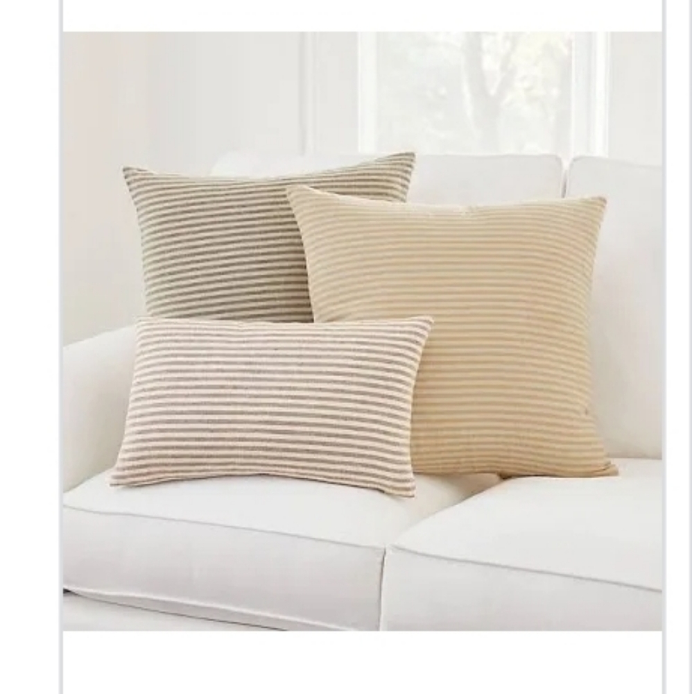 (2) Ballard Designs Alder stripe pillow covers 22x22